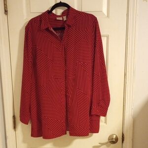 Chico's Red and Black Geometric Men's Shirt